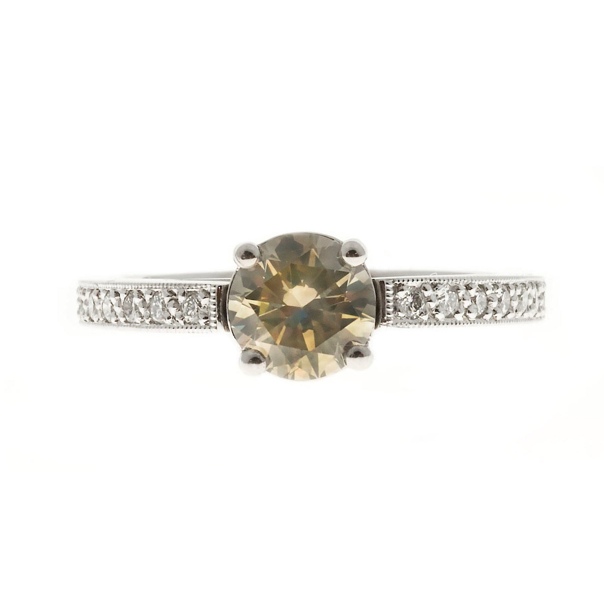 Peter Suchy Natural Brown Green Yellow Diamond Engagement Ring Platinum – image 3