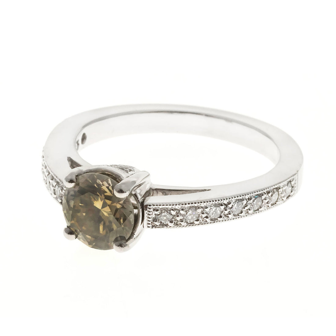 Peter Suchy Natural Brown Green Yellow Diamond Engagement Ring Platinum – image 6