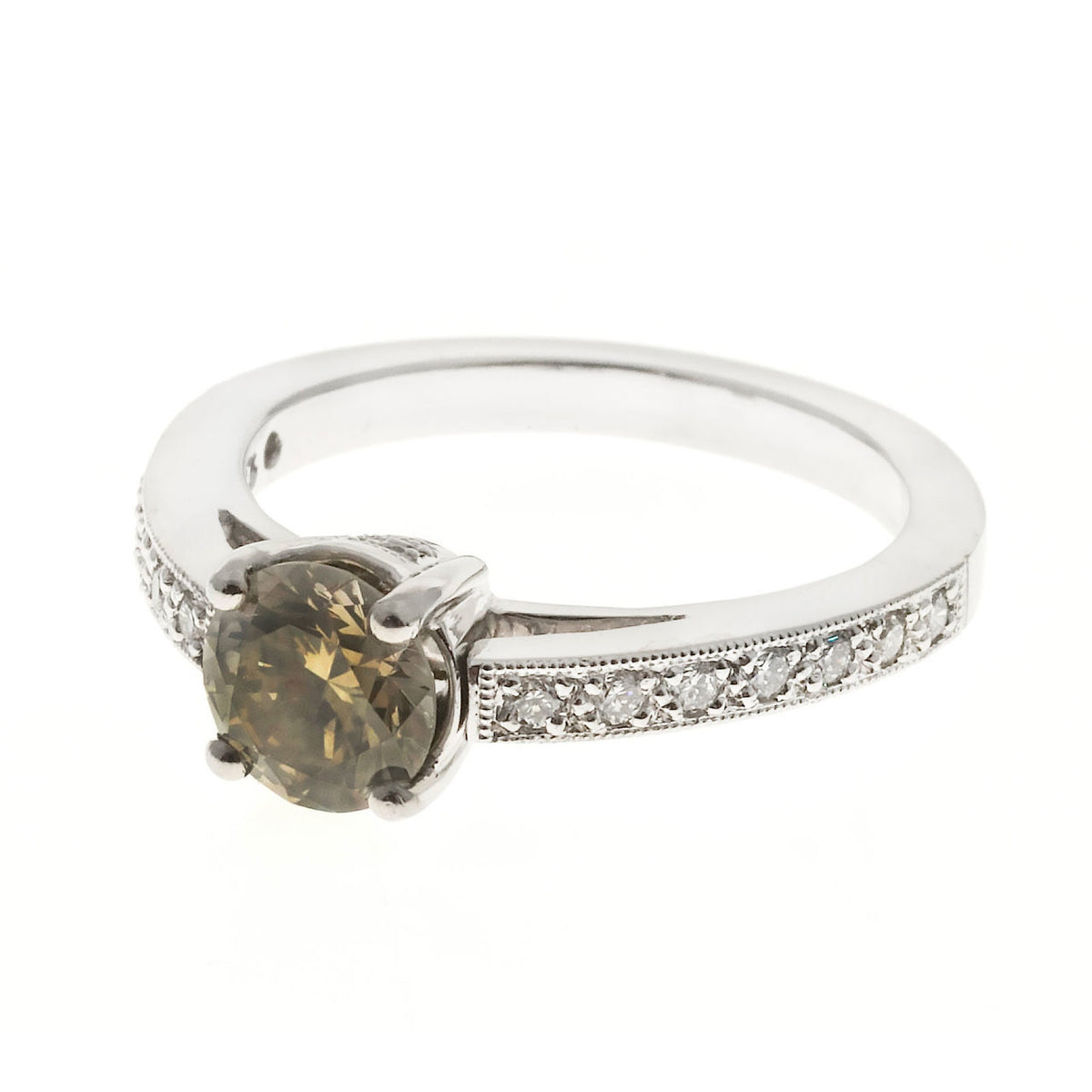 Peter Suchy Natural Brown Green Yellow Diamond Engagement Ring Platinum – image 6