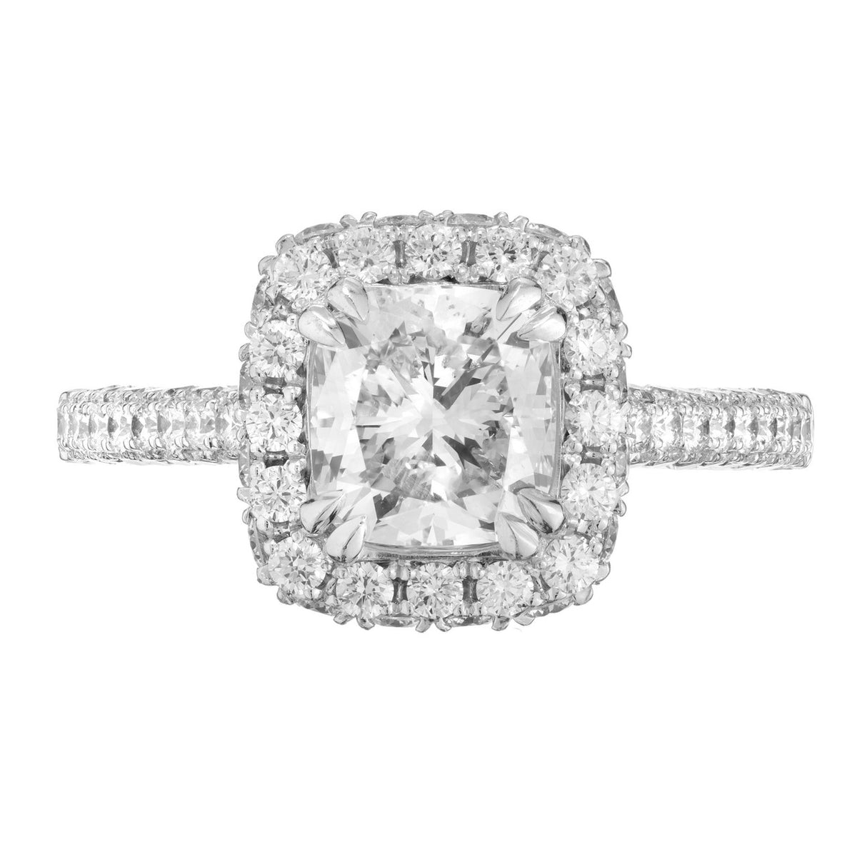 Peter Suchy GIA Certified 1.72 Carat Diamond Platinum Halo Engagement Ring – image 2
