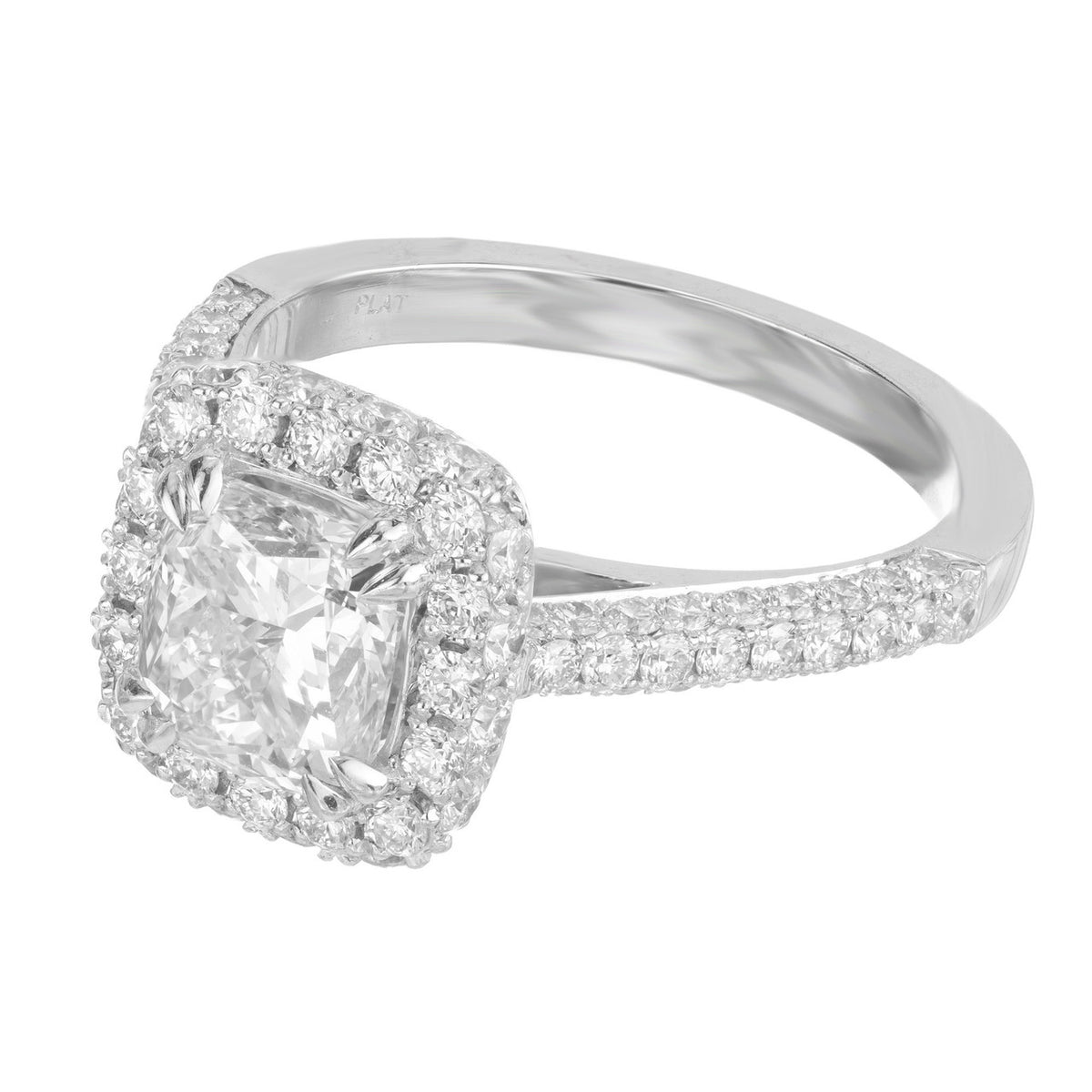Peter Suchy GIA Certified 1.72 Carat Diamond Platinum Halo Engagement Ring – image 4