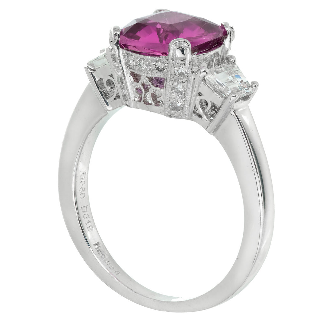 Peter Suchy 2.76ct Purple Pink Sapphire Engagement Ring Natalie K Platinum – image 6