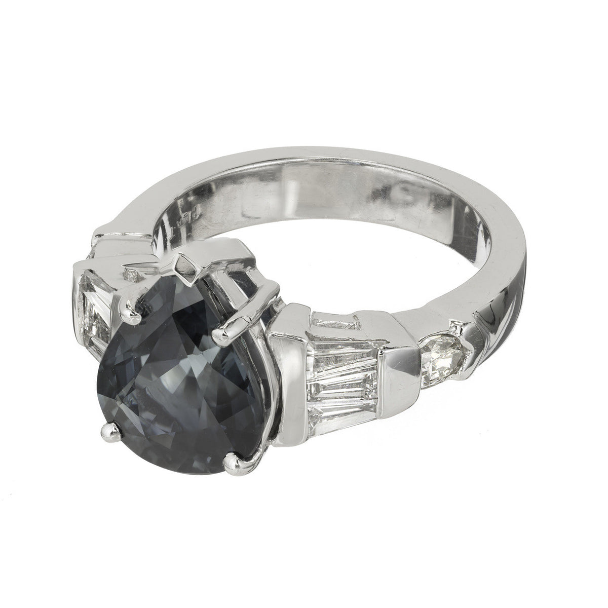 Peter Suchy 4.01 Carat Blue Sapphire Diamond Engagement Ring – image 3