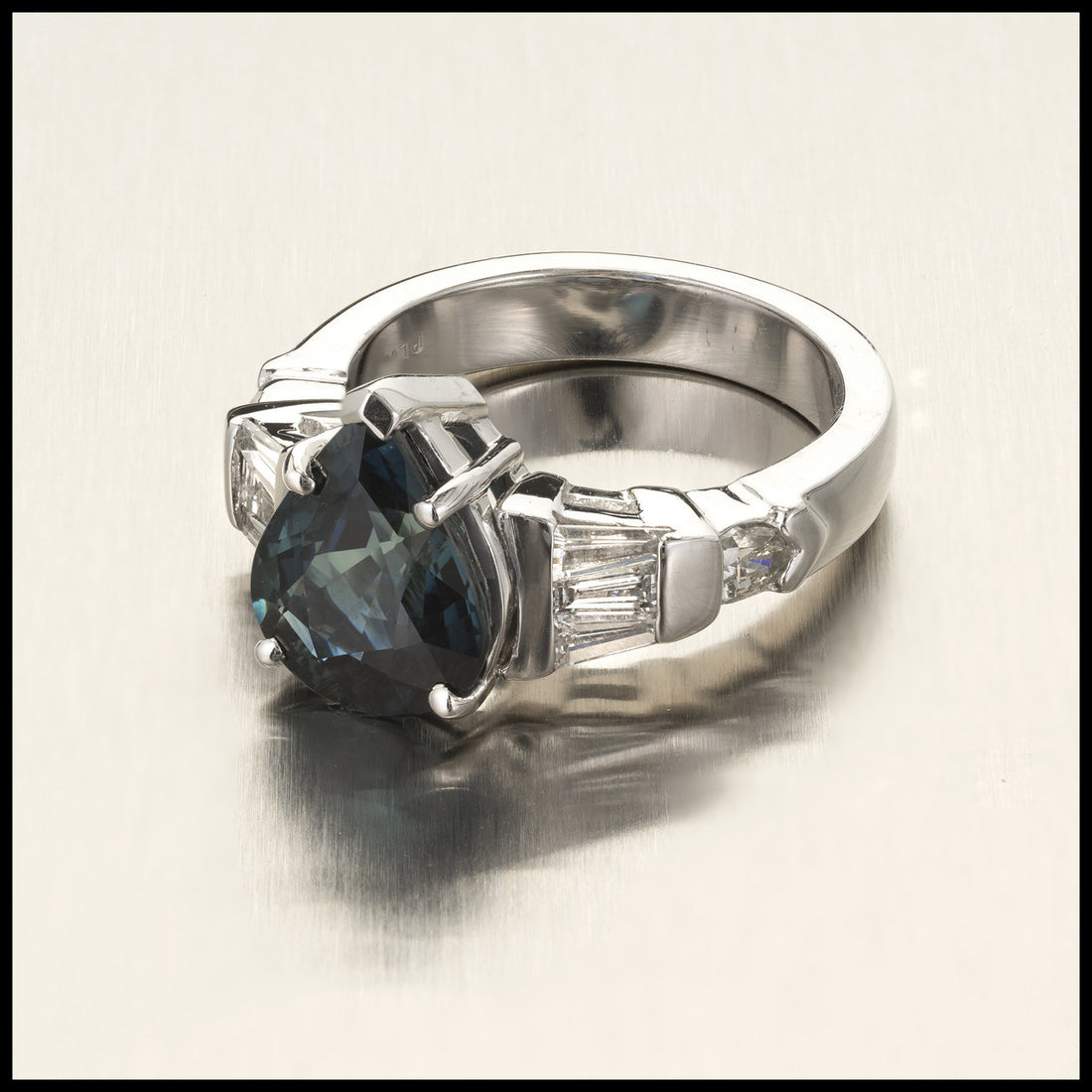 Peter Suchy 4.01 Carat Blue Sapphire Diamond Engagement Ring – image 9