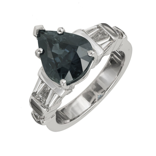 Peter Suchy 4.01 Carat Blue Sapphire Diamond Engagement Ring