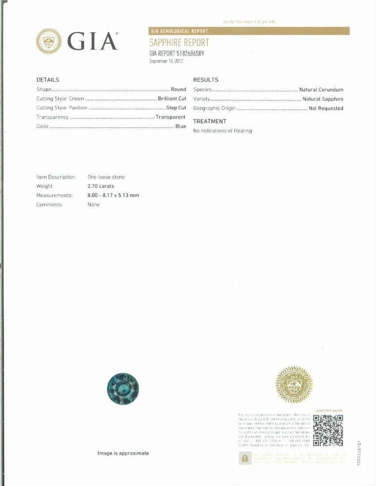 Peter Suchy 2.70 Carat Sapphire Diamond Platinum Engagement Ring – image 3