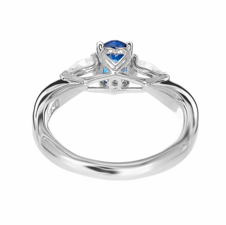Peter Suchy 1.36 Oval Sapphire Diamond Three-Stone Platinum Engagement Ring – image 6
