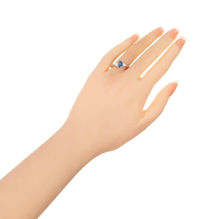 Peter Suchy 1.36 Oval Sapphire Diamond Three-Stone Platinum Engagement Ring – image 7