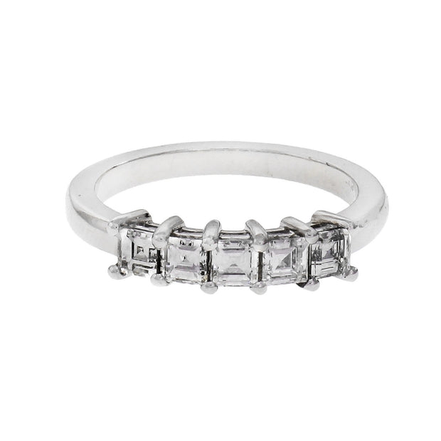 Peter Suchy Square Step Cut Band .73ct Platinum Ring 5 Diamond Common Prong