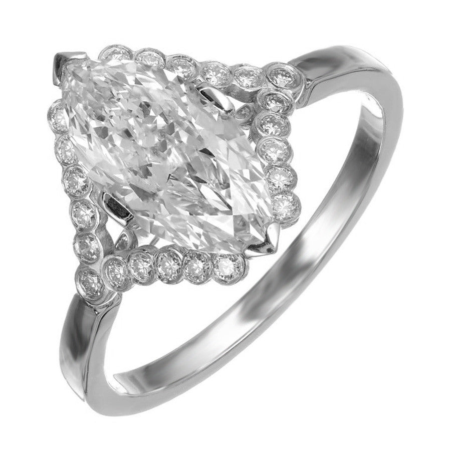 Peter Suchy GIA Certified 1.78 Carat Marquise Diamond Platinum Engagement Ring – image 2