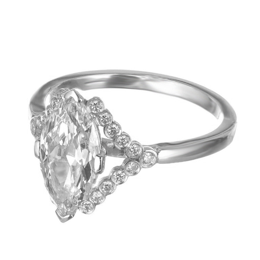 Peter Suchy GIA Certified 1.78 Carat Marquise Diamond Platinum Engagement Ring – image 4