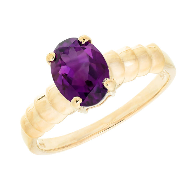 1.25 Carat Oval Amethyst 14k Yellow Gold Ring