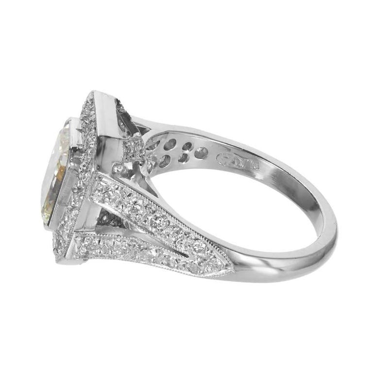 Peter Suchy EGL 2.06 Carat Fancy Yellow Diamond Halo Platinum Engagement Ring – image 7