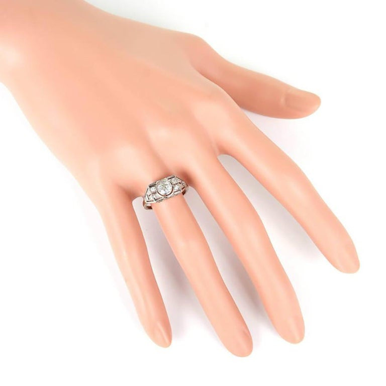 EGL Certified .53 Carat Old European Diamond Art Deco White Gold Engagement Ring – image 7
