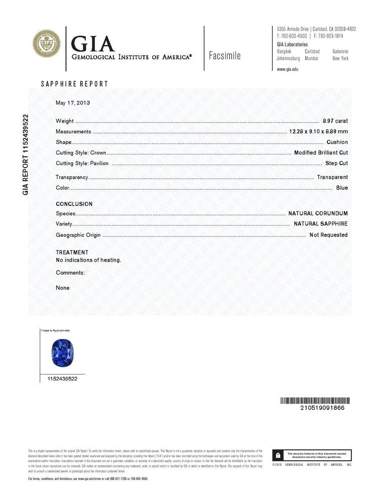 Peter Suchy GIA 8.97 Carat Oval Sapphire Diamond Platinum Engagement Ring – image 3