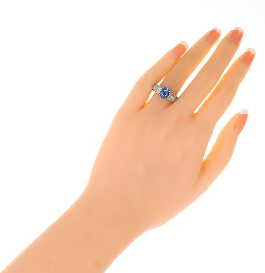 GIA Certified 2.64 Carat Oval Sapphire Diamond White Gold Engagement Ring – image 5