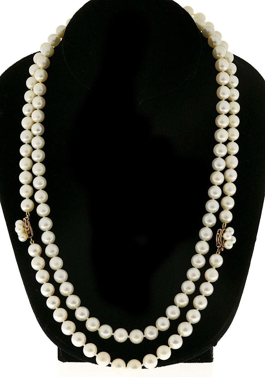 Vintage 7.5mm 35 Inch Japanese Cultured Pearl Necklace 7 1/2 Inch Bracelet Set – image 6
