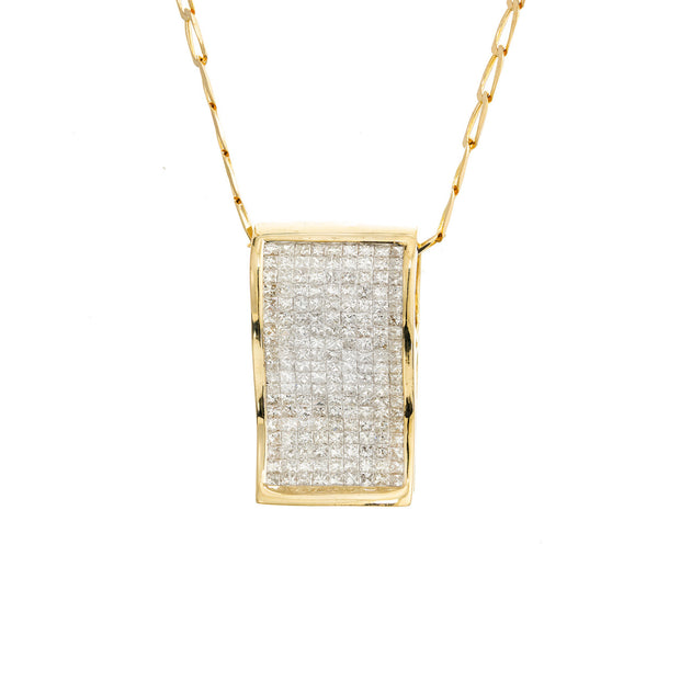 6.00 Carat Diamond Yellow Gold Ski Jump Pendant Slide Necklace