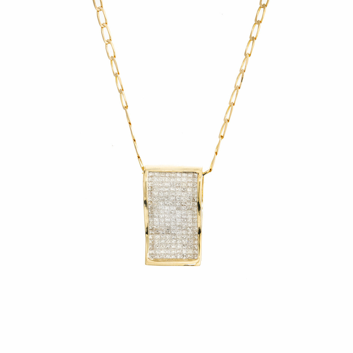 6.00 Carat Diamond Yellow Gold Ski Jump Pendant Slide Necklace – image 4