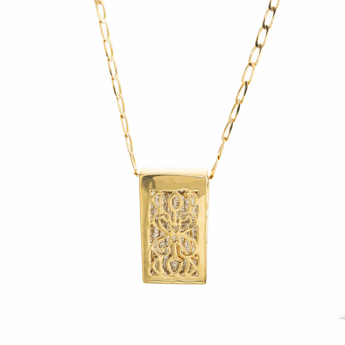 6.00 Carat Diamond Yellow Gold Ski Jump Pendant Slide Necklace – image 3