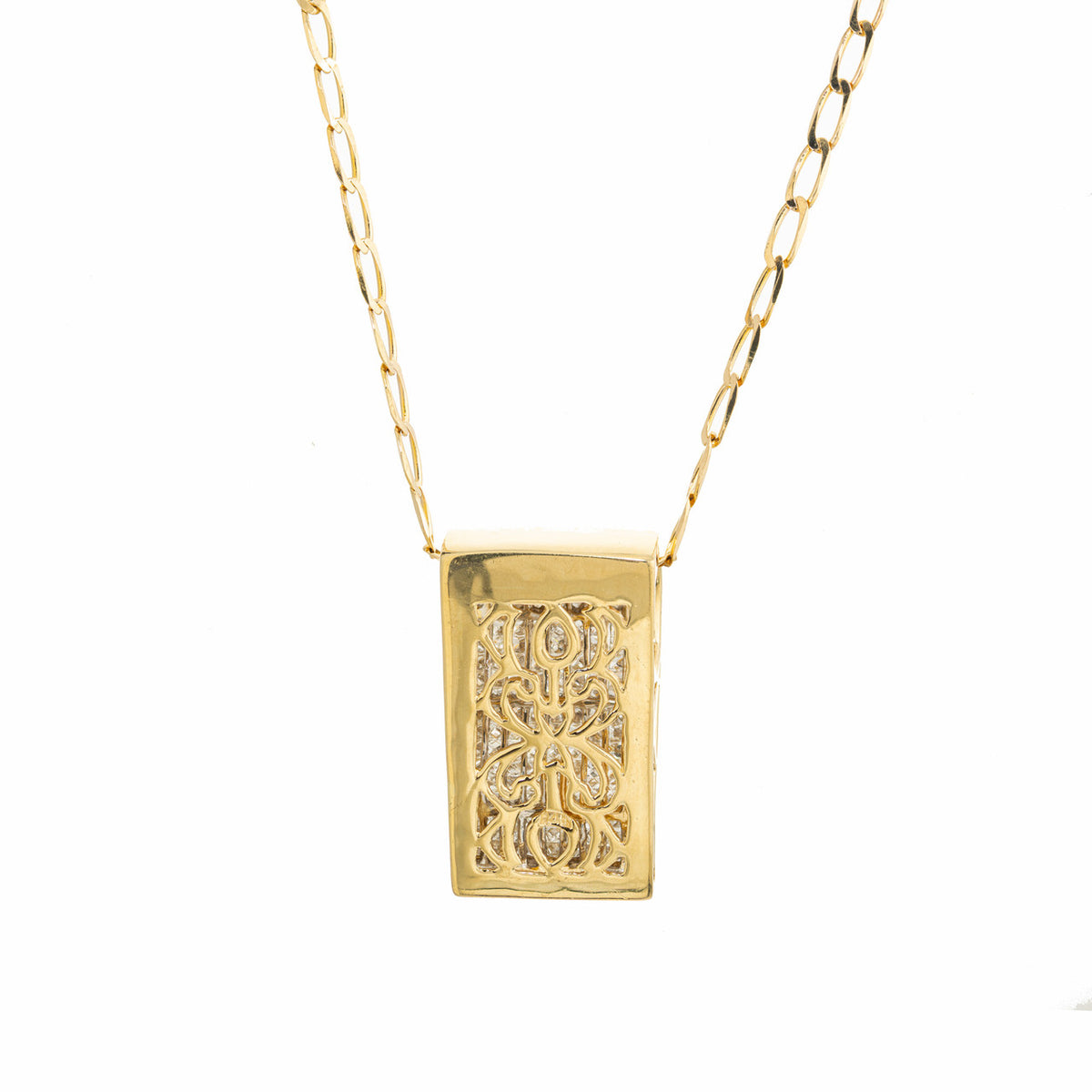6.00 Carat Diamond Yellow Gold Ski Jump Pendant Slide Necklace – image 3