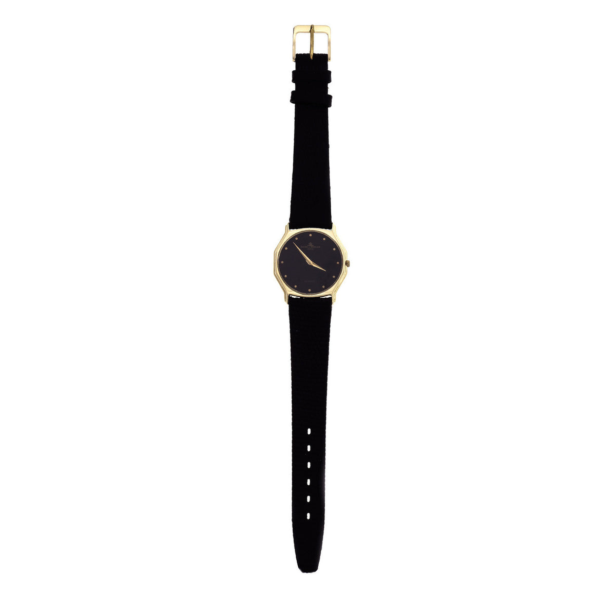 Baume &amp; Mercier Thin Dress Wrist Watch 14k Gold Black Dial – image 2