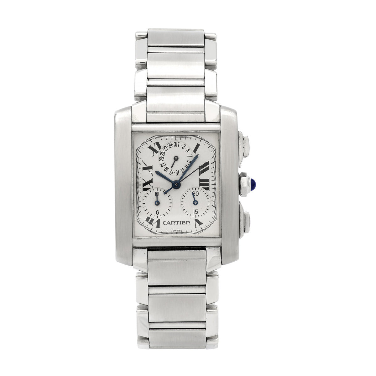 Cartier Steel Tank Francaise 2303 Quartz Chronograph Wrist Watch – image 2