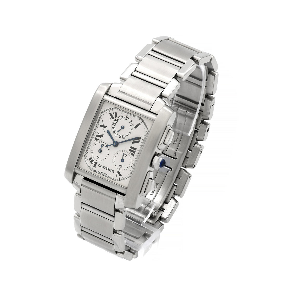 Cartier Steel Tank Francaise 2303 Quartz Chronograph Wrist Watch – image 4