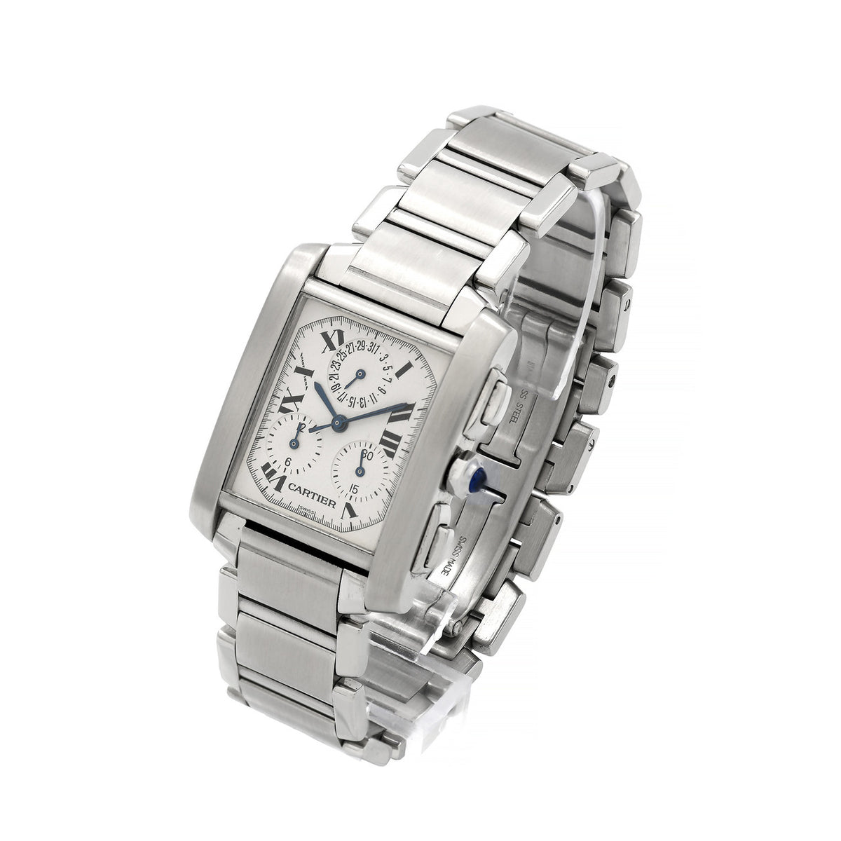 Cartier Steel Tank Francaise 2303 Quartz Chronograph Wrist Watch – image 4