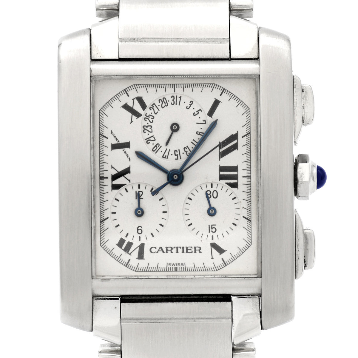 Cartier Steel Tank Francaise 2303 Quartz Chronograph Wrist Watch