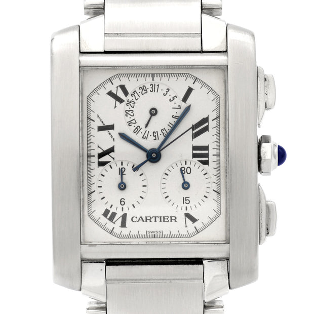 Cartier Steel Tank Francaise 2303 Quartz Chronograph Wrist Watch
