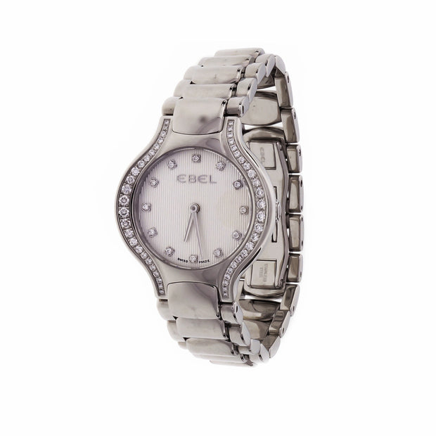 Ebel Beluga Diamond Bezel Diamond Dial Ladies Wrist Watch Quartz Steel