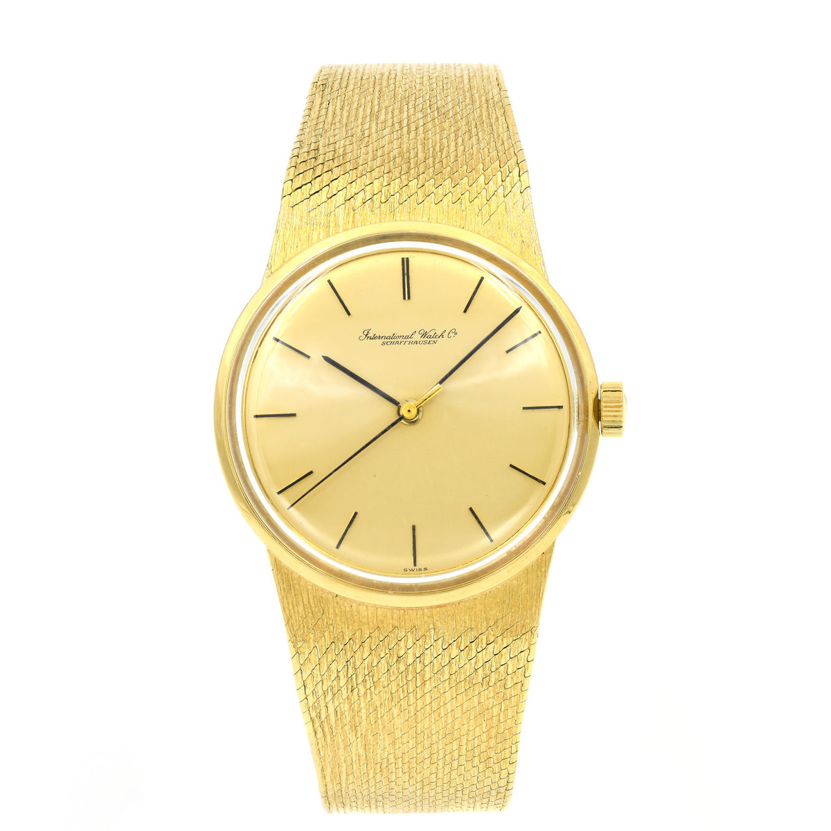 International Watch Co. Dress Wrist Watch 18k Gold Mesh Band – image 2