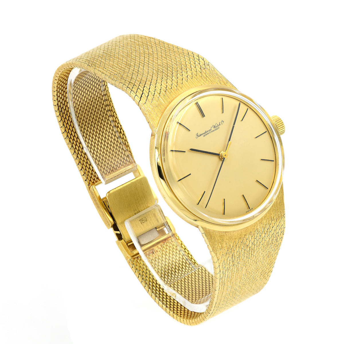 International Watch Co. Dress Wrist Watch 18k Gold Mesh Band – image 3