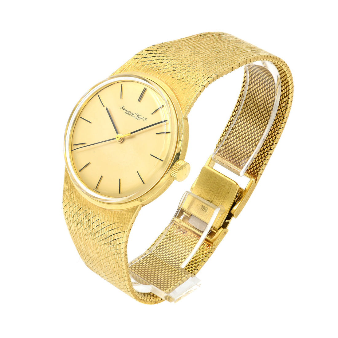 International Watch Co. Dress Wrist Watch 18k Gold Mesh Band – image 4