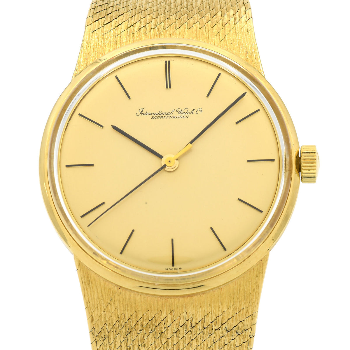 International Watch Co. Dress Wrist Watch 18k Gold Mesh Band