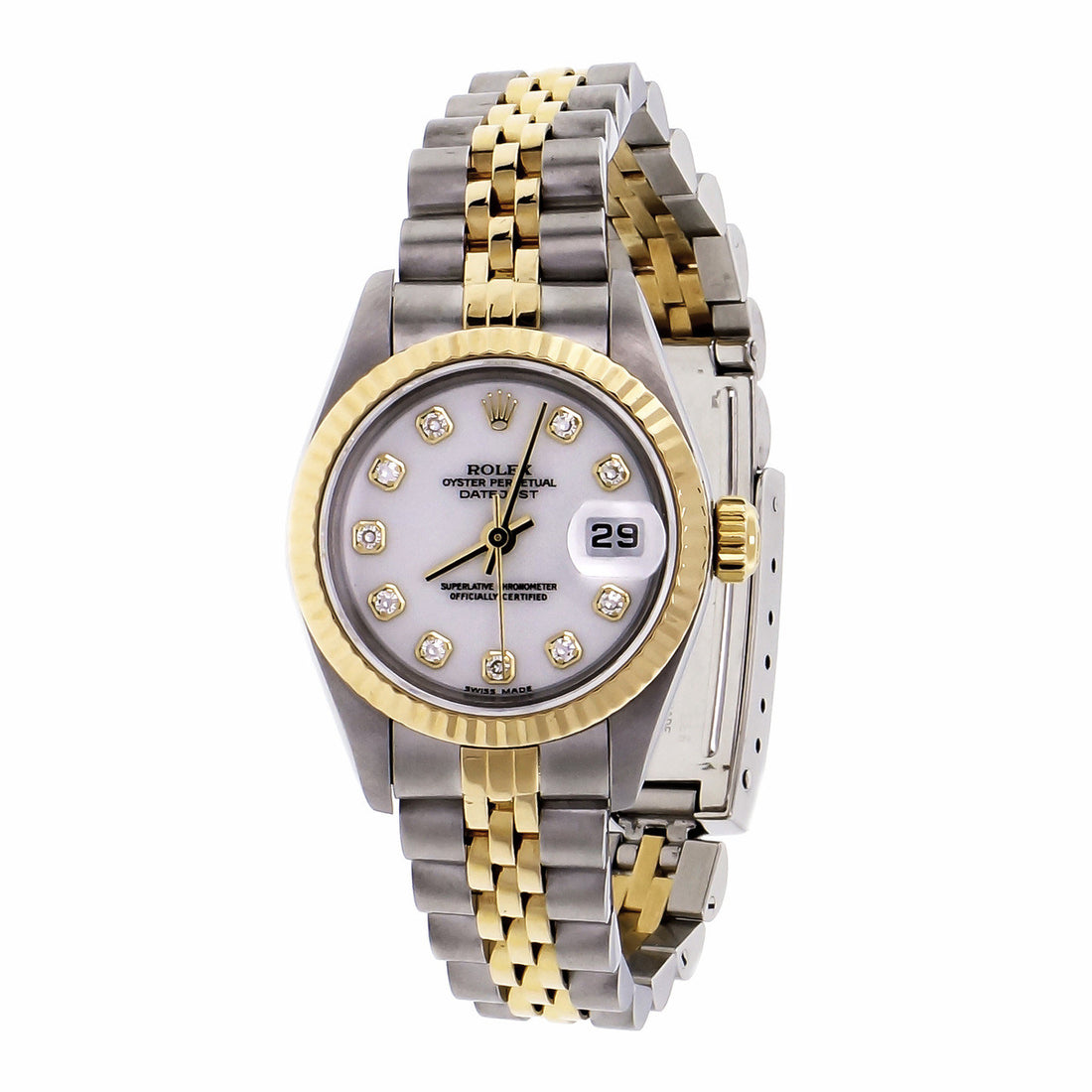 Ladies Rolex Datejust 18k Gold &amp; Steel 79173 Factory White Diamond Dial – image 6