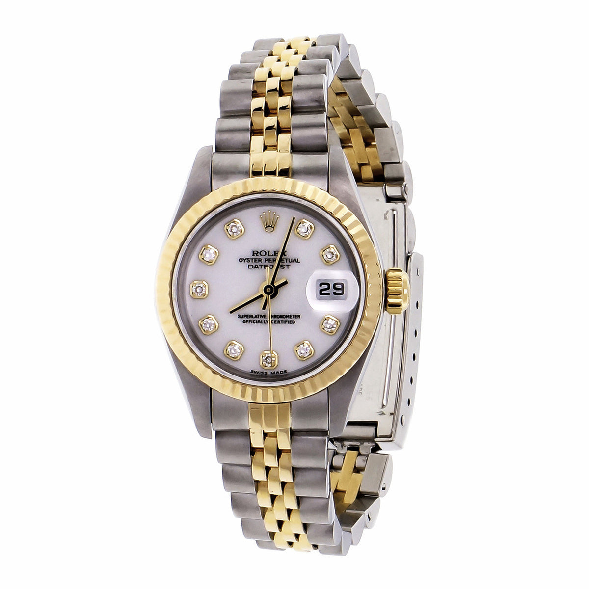Ladies Rolex Datejust 18k Gold &amp; Steel 79173 Factory White Diamond Dial – image 6