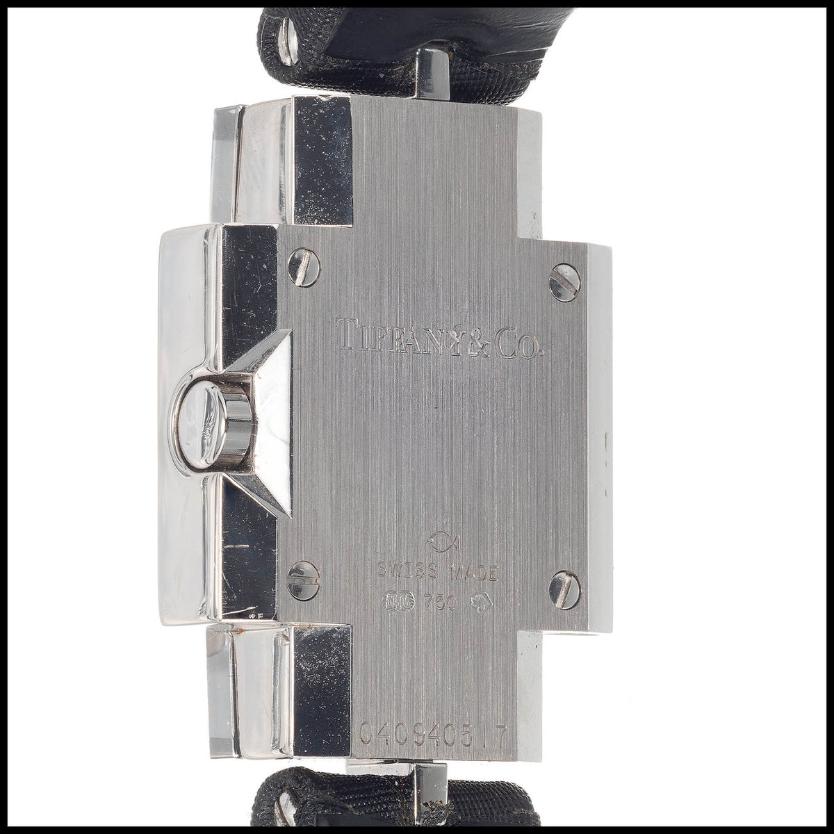 Tiffany & Co Art Deco 1990 18k White Gold Diamond Strap Watch – image 7