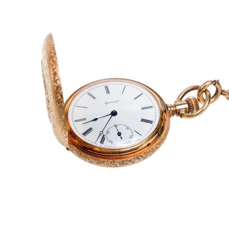 1875 Victorian Agassiz 14K Pink, Yellow, Green Gold. Ruby and diamond Watch – image 4