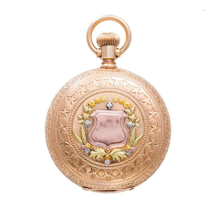 1875 Victorian Agassiz 14K Pink, Yellow, Green Gold. Ruby and diamond Watch – image 11
