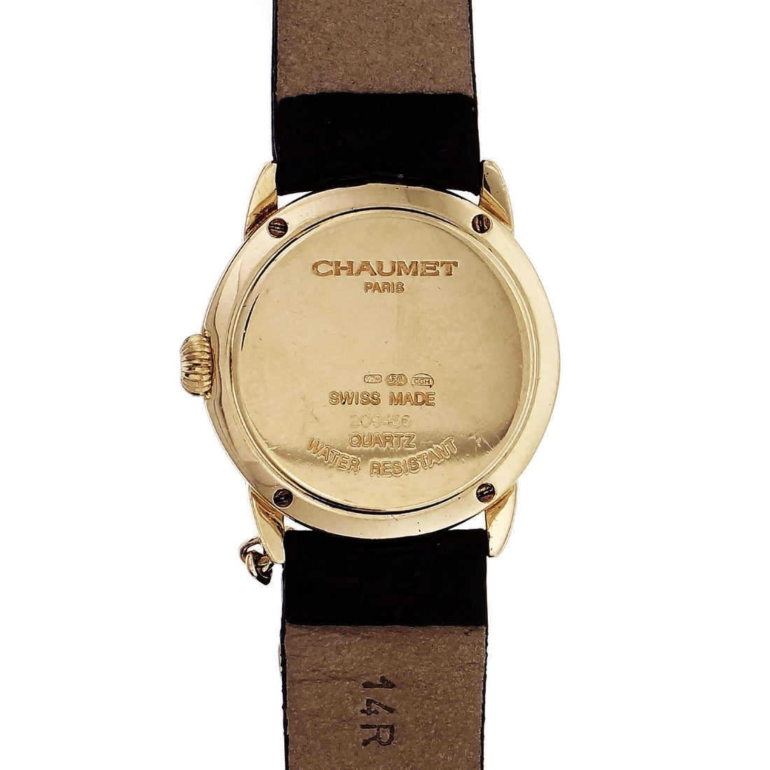 Chaumet Ladies Watch Mother Of Pearl Dial Black Strap 18k Yellow Gold – image 3