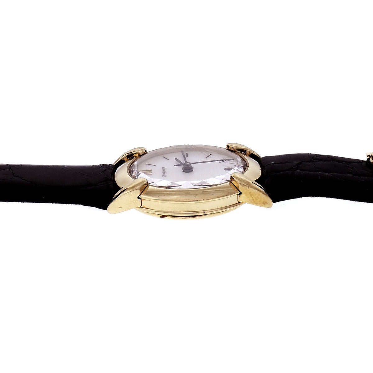 Chaumet Ladies Watch Mother Of Pearl Dial Black Strap 18k Yellow Gold – image 4