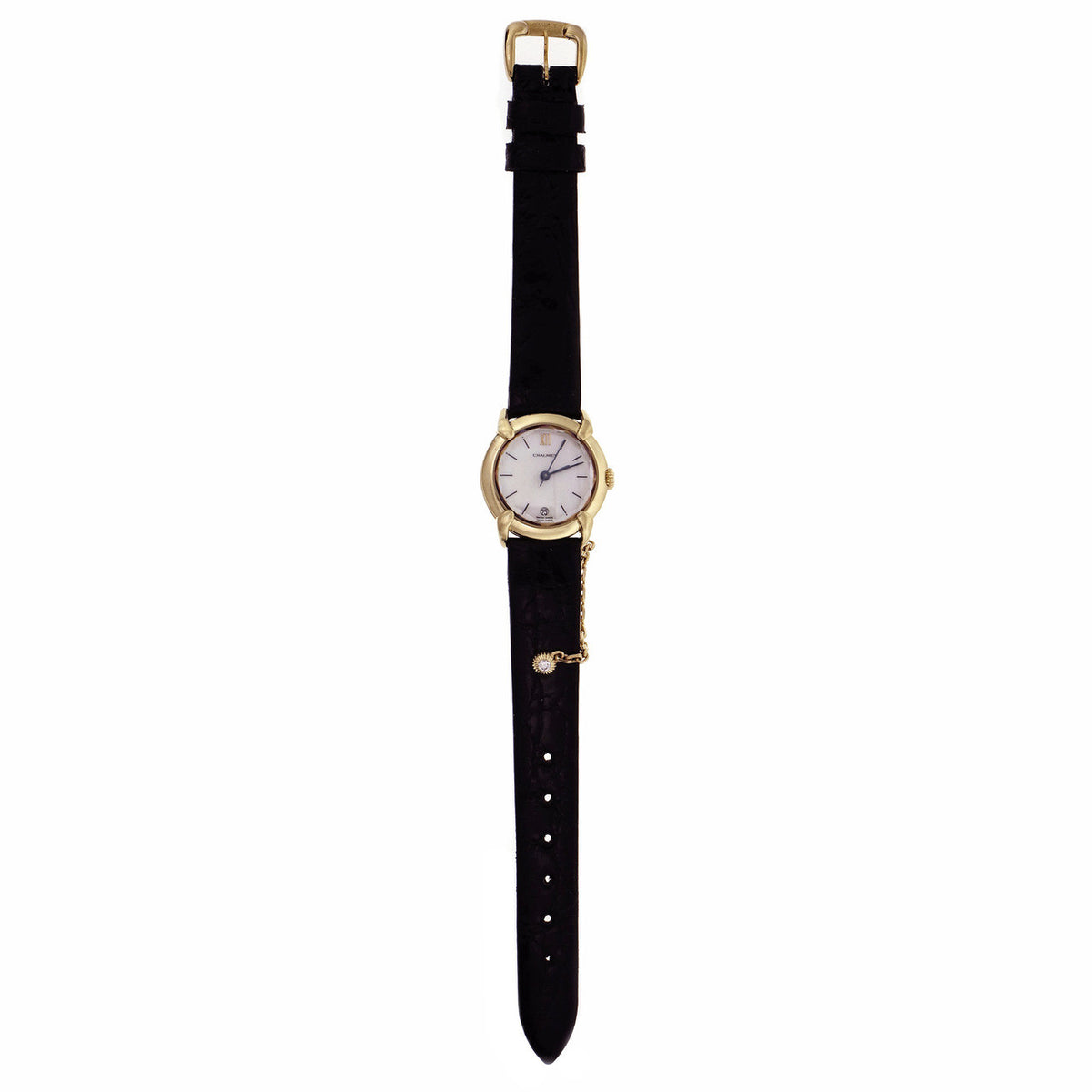 Chaumet Ladies Watch Mother Of Pearl Dial Black Strap 18k Yellow Gold – image 2
