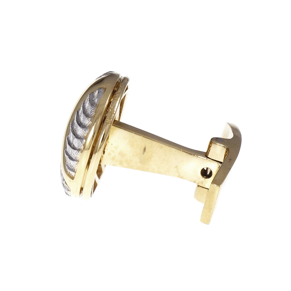 Round Button Style Platinum 18k Cufflinks – image 2