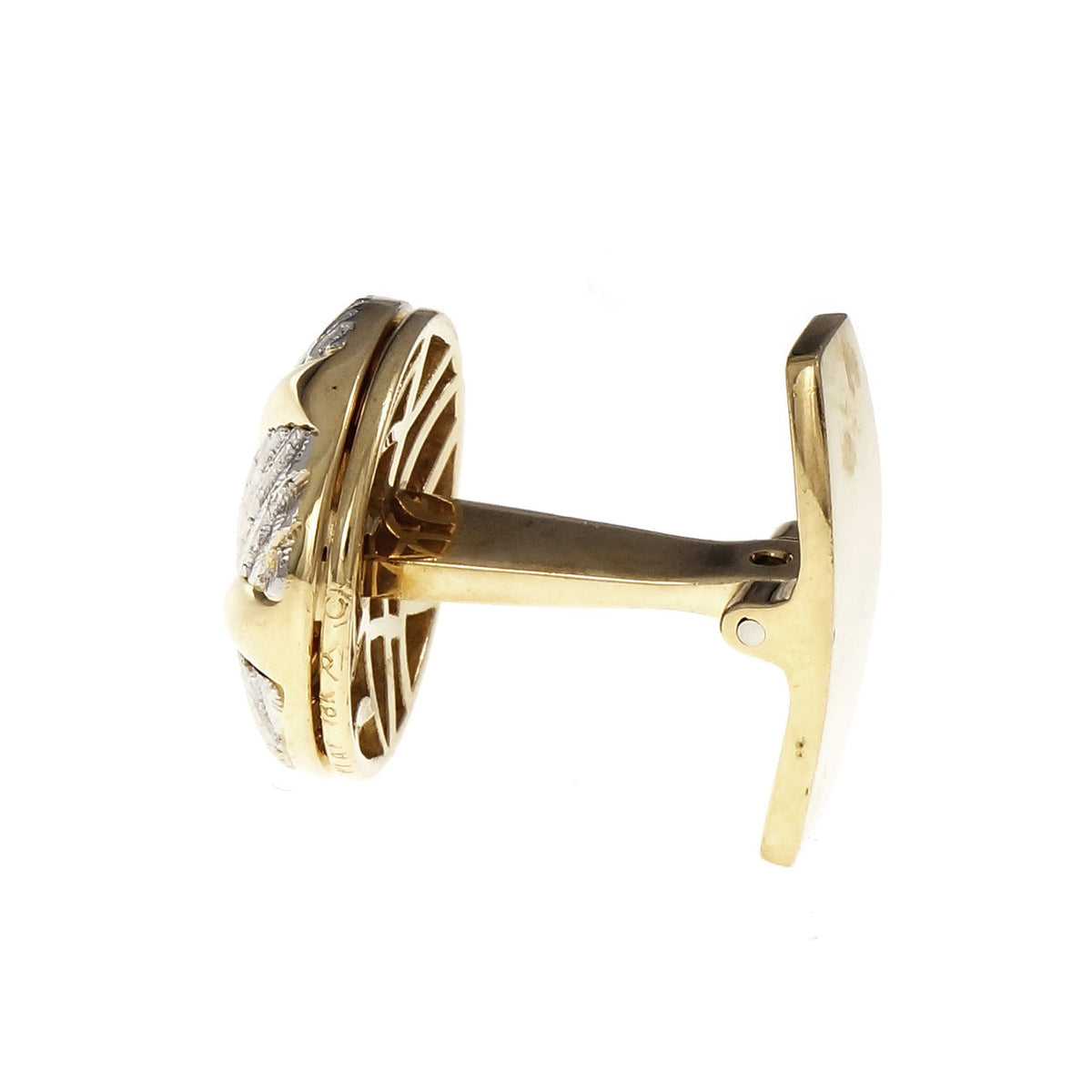 Round Button Style Platinum 18k Cufflinks – image 3
