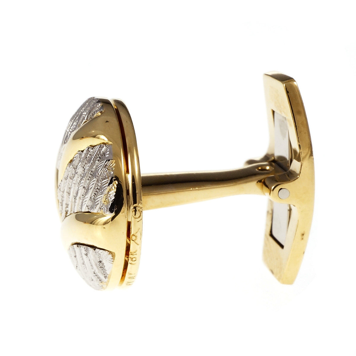 Round Button Style Platinum 18k Cufflinks – image 6