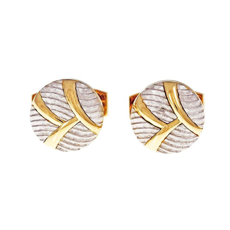 Round Button Style Platinum 18k Cufflinks