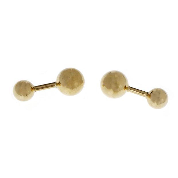 Bar Bell Cufflinks Double Sided 14k Yellow Gold