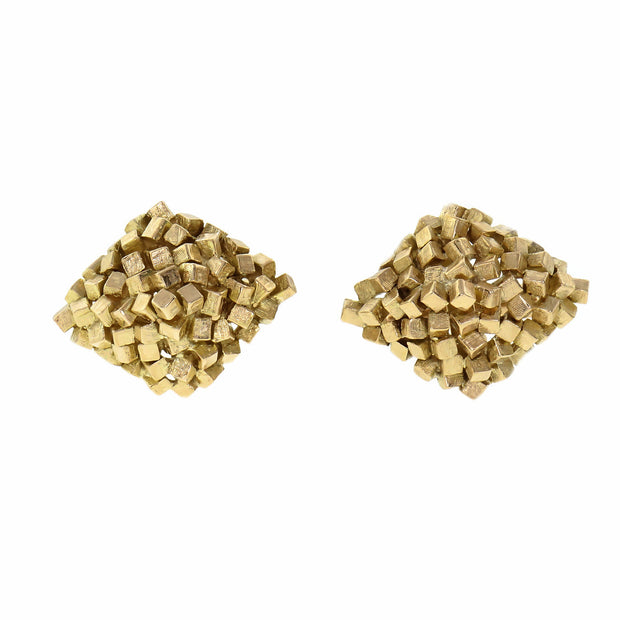 Modernist 1950 Cuff Links Textured Stacked Cube Design 14k